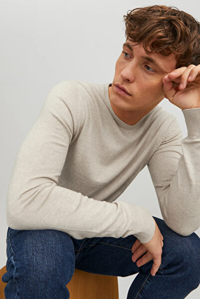Jack & Jones Men's Cream Thin Knit Sweater -