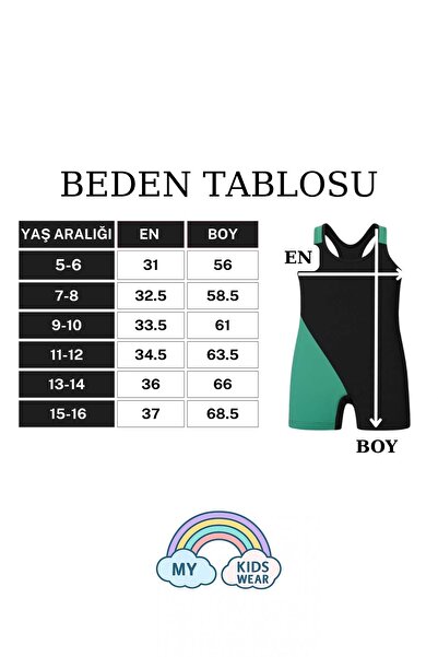 My Kids Wear Kız Çocuk Deniz Yüzücü Mayoları 5-16 Yaş 11931