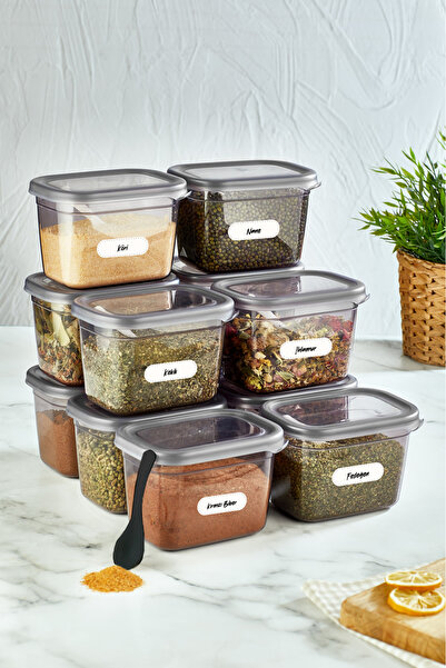 Vienev Peggy Bottle with Spoon with Label 12Pcs Rectangular Spice Rack 800ml