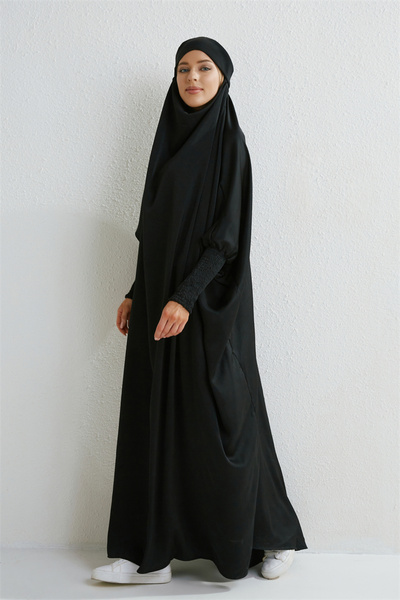 Choice Muslim Abaya with Hooded Tuxedo Sleeves - One Piece Prayer Dress Women...