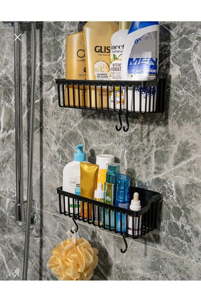 MİMOZA PARK 2 ADET Banyo Yapışkanlı Banyo Rafı, Banyo Düzenleyici, Duş Rafı Organizer Şampuanlık, Plastik