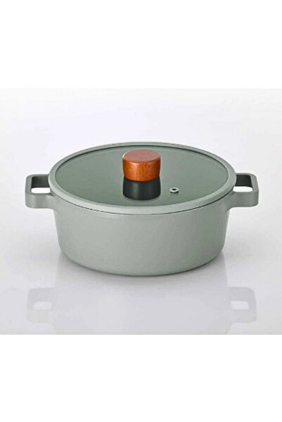 NEOFLAM Fika Aluminum Cast Pot 24cm Gray Color Glass Lid Sturdy Durable Functional Kitchen