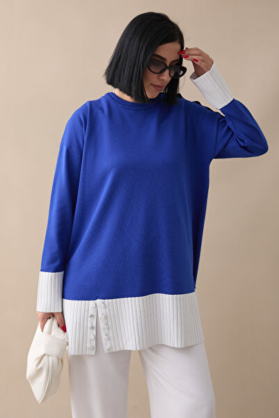 InStyle Πλεκτό με πέτρινη λεπτομέρεια Garnished Saks Blue Tunic