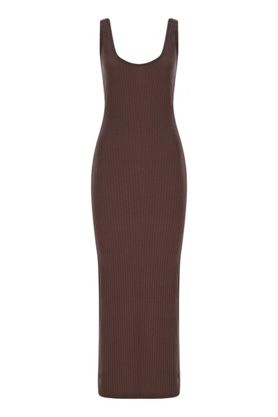 La Sarta Siena Backless Brown Strap Camisole Dress