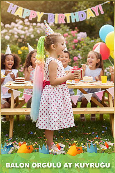 TAM TARZ Coada de cal elastică cu balon și împletitură simplă și simplă - ACM27