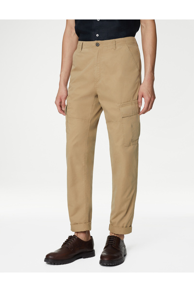 Marks & Spencer Saf Pamuklu Tapered Fit Kargo Pantolon