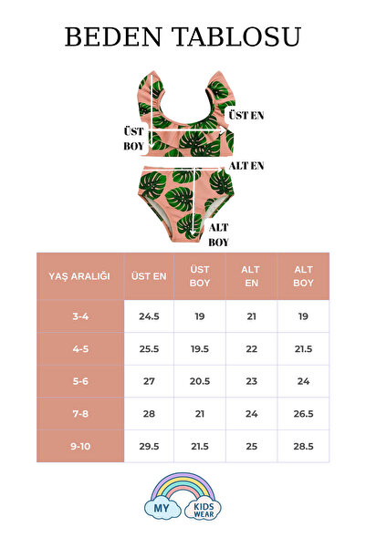 My Kids Wear Girl's Ruffled Printed High Waist Swimsuit Set 3-10 Years Old 12030