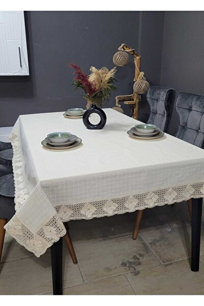 SEVCAN TEKSTİL Buldan İşi % 100 Pamuklu Dantelli Monika Kumaş Kare Dikdörtgen...