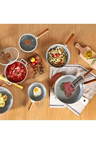 NEOFLAM Fika Aluminum Cast Pot 24cm Gray Color Glass Lid Sturdy Durable Functional Kitchen