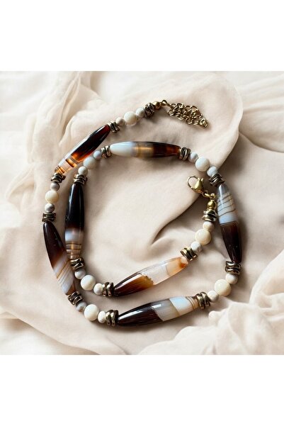 MODA أورورا صحراء ~ قلادة من الحجر الطبيعي الأحمر العقيق |   تصميم بوهيمي