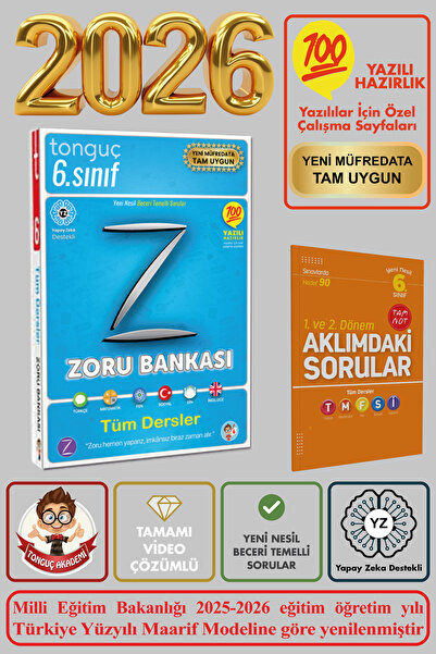 Tonguç Yayınları 6. Sınıf Yeni Nesil Zoru Bankası Tüm Dersler Soru Bankası