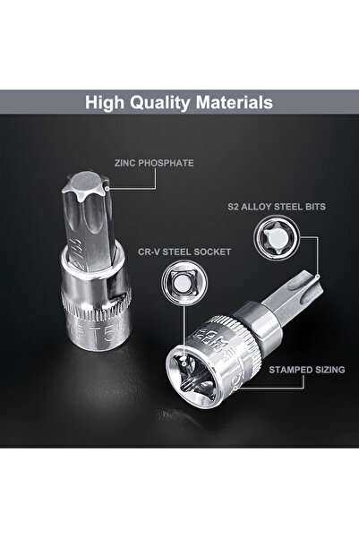 Choice 13pc Torx Star Bit Socket Nuts Set 1/4 3/8 and 1/2" Drive T8 - T70 Home Tool Kits