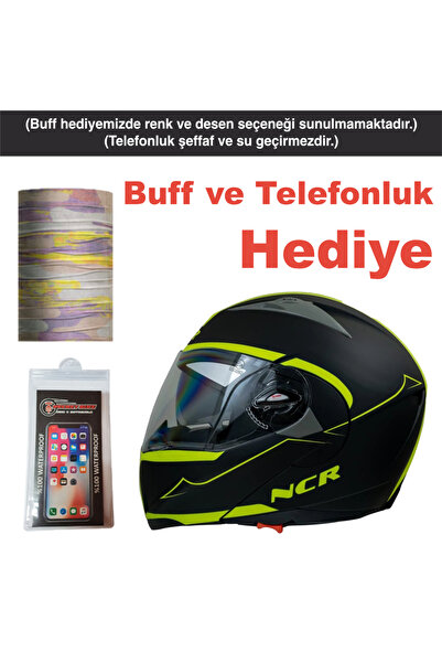 NCR Çene Açılır Kask Sarı Siyah Ece Belgeli