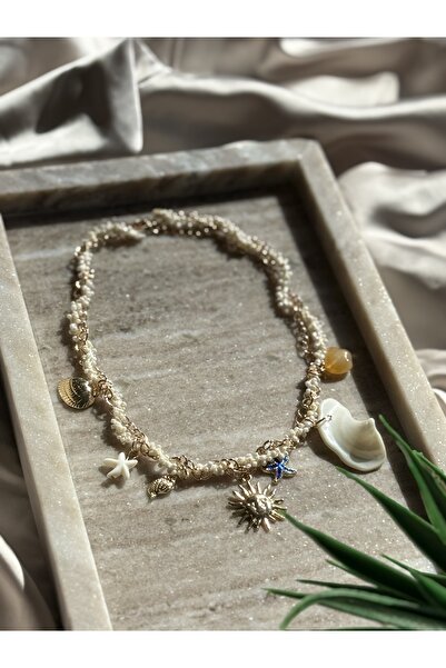 Le'Sluette İnci Detaylı Çoklu Charm Kolye Vintage Stil Premium Hediye