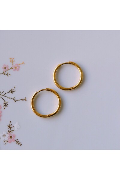 Heppii 14 mm Surgical Steel Gold Hoop Earrings
