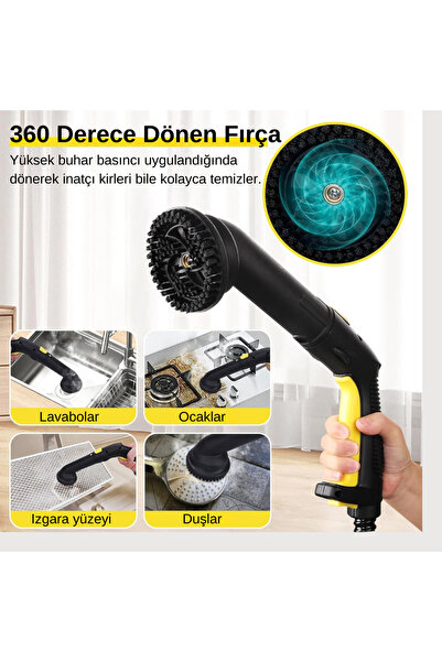 ROBX S608 Yeni Nesil Çok Fonksiyonlu 28 Adet Aksesuar 5 Metre Kablolu Otomatik Buharlı Temizlik Makinesi