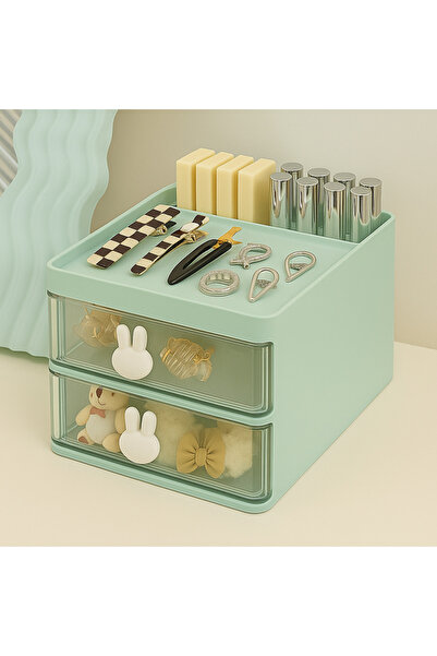 VİALEX منظم مكياج بوبسي ذو درجين - منظم أدوات التجميل مع أقسام لفرش المكياج