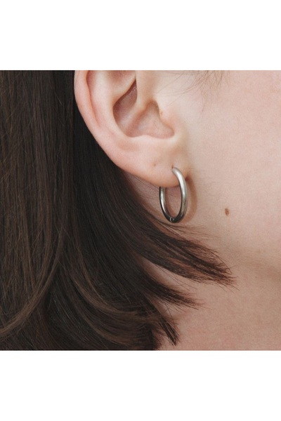 Heppii 16 mm Surgical Steel Hoop Earrings Silver Color