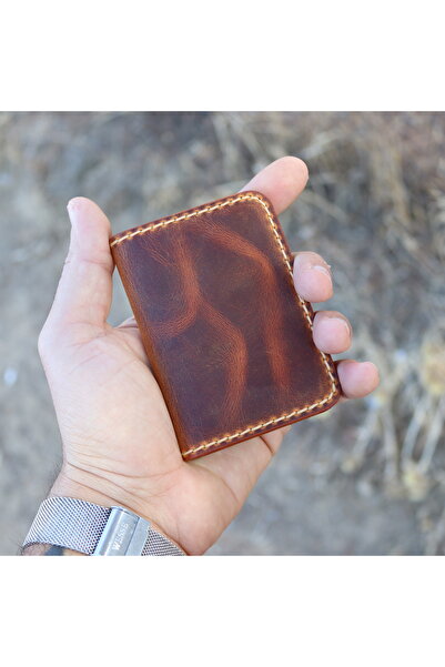 Derici Amca Genuine Leather Minimal Card Holder Wallet with Id Compartment Id Shot