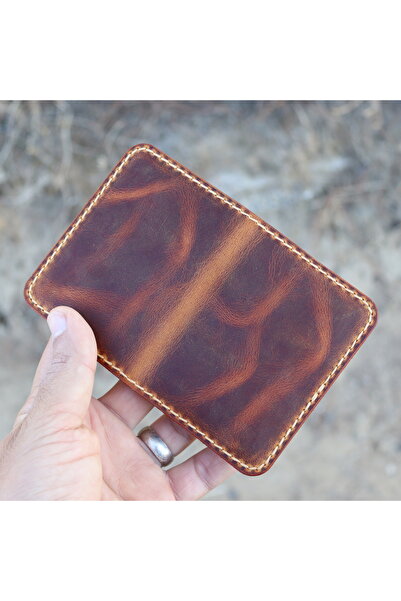 Derici Amca Genuine Leather Minimal Card Holder Wallet with Id Compartment Id Shot