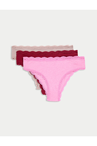 Marks & Spencer 3'lü Dantel Detaylı Brazilian Külot Seti