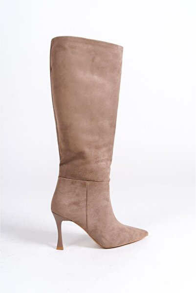 Mubiano MBHRNS1818-VZ Cizme lungi de damă din piele intoarsa, cu toc subtire de 9 cm, cu varf ascutit, din nurca