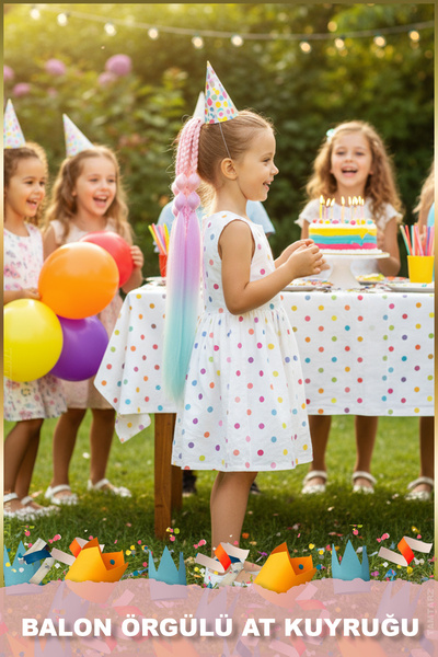 TAM TARZ Coada de cal elastică cu balon și împletitură simplă și simplă - ACM25