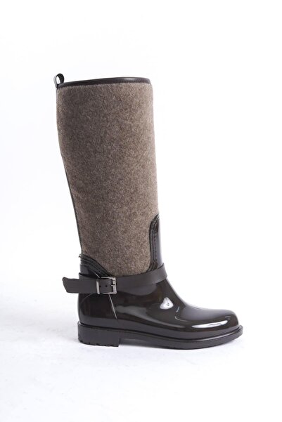 Mubiano Mbtb2032-Kvz dámské hnědo/norkové boty do deště se vzorem rybí kosti