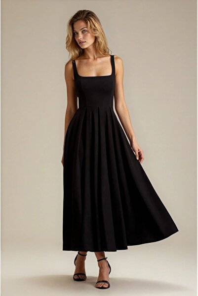 OLSAMODA KADIN ATLAS KUMAŞ KLOŞ KESİM KALIN ASKILI UZUN DÜĞÜN NİŞAN SÖZ DAVET ELBİSESİ