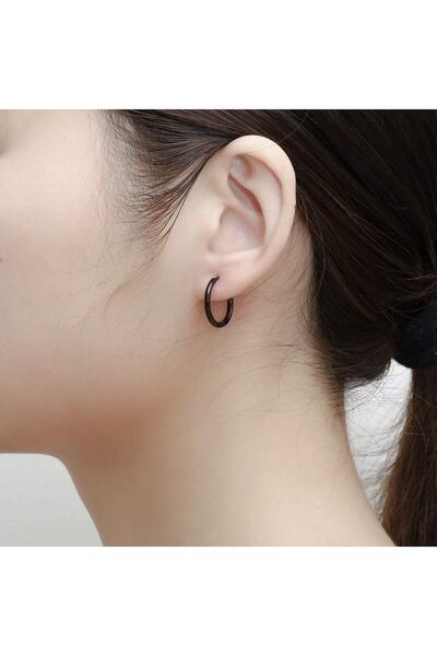 Heppii 12 Mm Surgical Steel Black Hoop Earrings