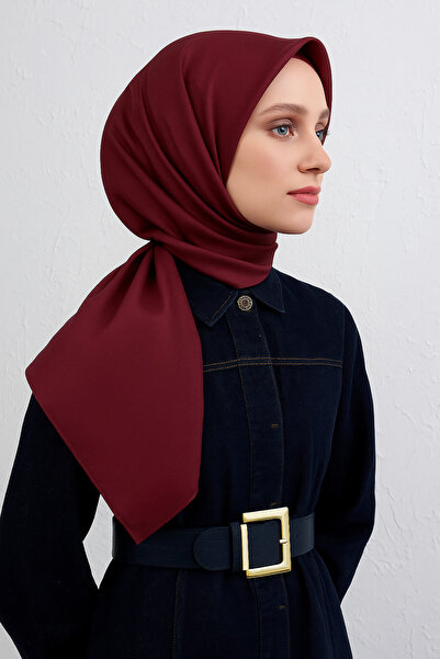 Armine Eșarfă din mătase Tivil de culoare uni burgundy 10D02 - 03