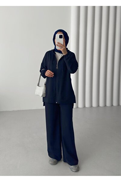 New Lune Women's Clothing Hooded Top and Bottom Two-Piece Set, Suitable for Modest Wear.