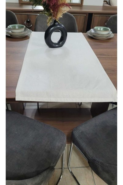 SEVCAN TEKSTİL Buldan İşi 100% Cotton Plain Linen Runner Tablecloth Fireplace Mantel 50X120