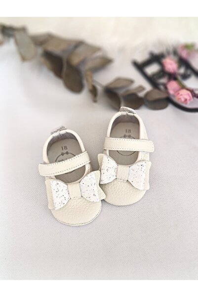 MİNİBİRİ Krem Kız Bebek Ayakkabısı İlk Adım Babet