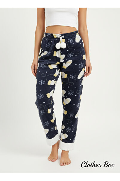 Clothes Box Plush Long Fleece Bottom Pajamas