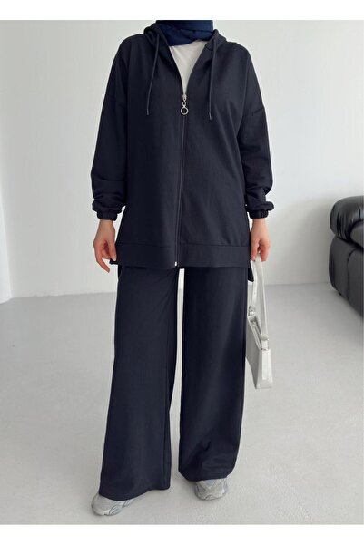 New Lune Women's Clothing Hooded Top and Bottom Two-Piece Set, Suitable for Modest Wear.