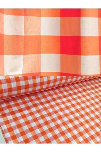 musting Checkered Tablecloth Table Cloth 100% Cotton 170X170 Orange Color