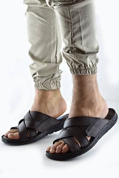 ISPARTALILAR Σόλα Gel 034 Daily FULL ORTHOPEDIC Γνήσιο δέρμα Ανδρικές Παντόφλες PUFF Σόλα