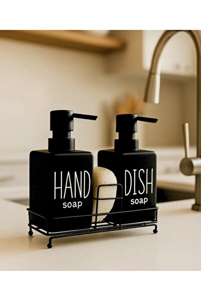 magical dreams Siyah seramik El Bulaşık Sabunluk seti