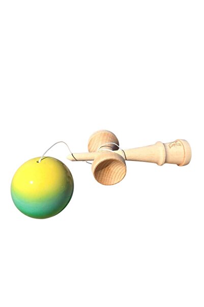 LEIBOO Kendama Originala X, Bila cu Invelis SUPER STICK, Aderenta - Lipicios, Lemn, 18 cm, Gradient, Verde