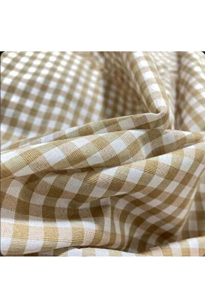 musting Kareli sofra bezi masa örtüsü %100 pamuklu 170x170 bej renk