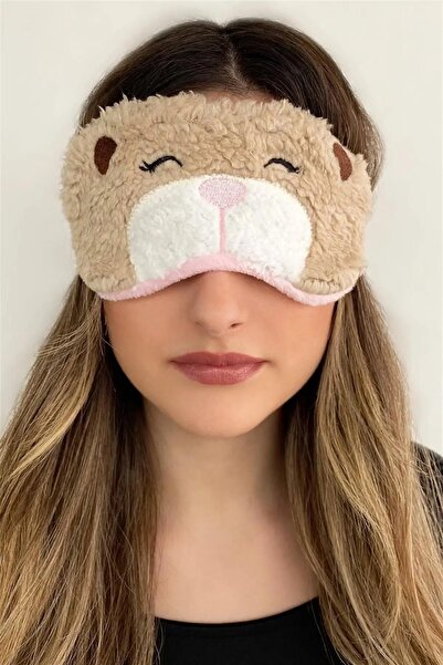 Zeysum Peluş Uyku Bandı Süt Kahverengi Köpek Figürlü