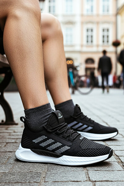 Giyyin Αθλητικά παπούτσια Sneaker Μαύρα Λευκά Καθημερινά Άνετα Ποιοτικά Ορθοπεδικά με κορδόνια Κατάλληλα για το χειμώνα Floti