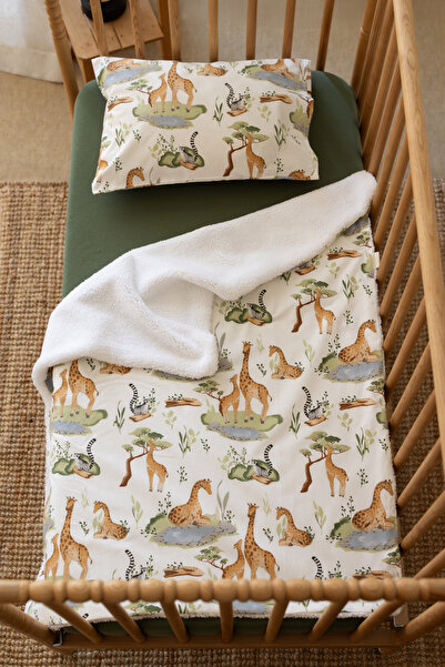 Mom Cherie 100% Cotton Combed Elastic Sheet+Pillowcase+Lamb's Wool Blanket Set - Baby & Child Sleep Set