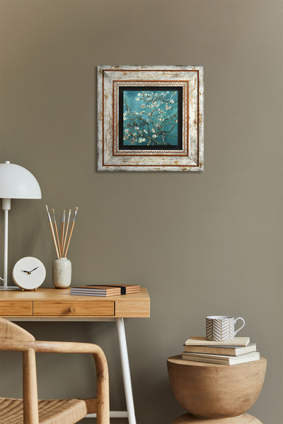 Pinecone Van Gogh Almond Tree Framed Stone Wall Painting – Decorative Modern, Home and Office Decor | T1-64 |