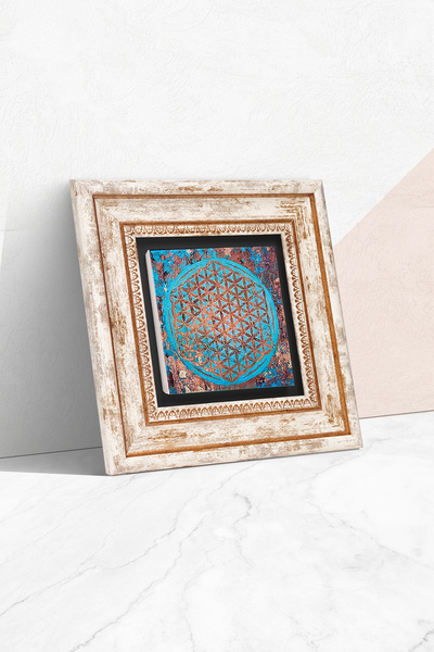 Pinecone Ζωγραφική σε πέτρινο τοίχο με κορνίζα Λουλούδι της Ζωής – Διακοσμητική Μοντέρνα Τέχνη, Διακόσμηση σπιτιού και γραφείου | Τ1-190 |