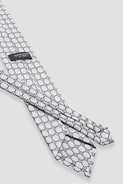 Abbate Γραβάτα 8 εκ. Μικροϊνών Πολυεστέρας Λευκή Ανδρική Γραβάτα με σχέδιο