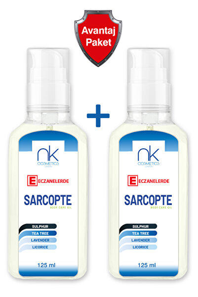 NK Cosmetics Sarcopte Cilt Bakım Losyonu Güçlü Formül Lavanta Kokulu 125 ml * 2 Li Paket