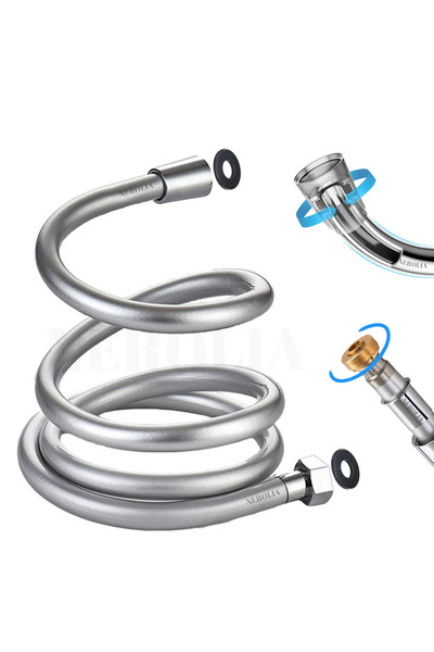 NEROLIA 200 cm Su Tasarrufu Sağlayan Paslanmaz Rakorlu PVC Duş Hortumu - Sızdırmaz