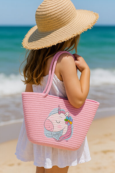 Secem Boutique çocuk plaj çantası, jüt hasır çanta